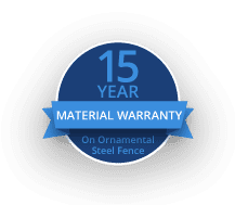 15 year material warranty on ornamental steel fencing